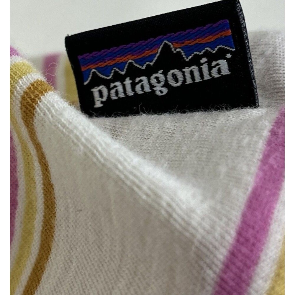 Patagonia Women’s Small Striped Sleeveless Tank Top Pocket White Pink Casual - Picture 6 of 9